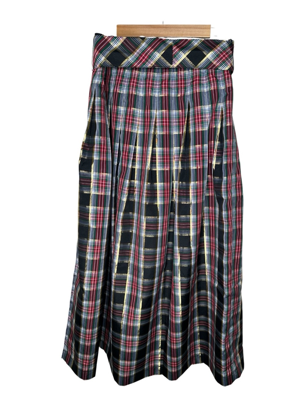 Talbots Metallic Taffeta Pleated Maxi Skirt Celebrate Plaid Size 12 Holiday - Picture 7 of 12